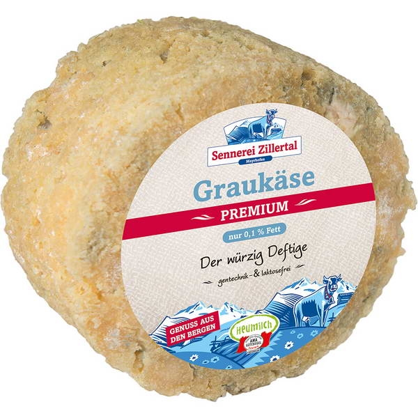Sennerei Zillertal Graukäse PREMIUM 0,1 % Fett "Der würzig Deftige"  gentechnik- & laktosefrei