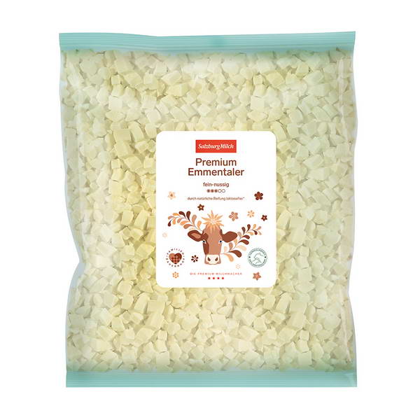Salzburg Milch - Heumilch Emmentaler gewürfelt 8x8 5 kg Sack
