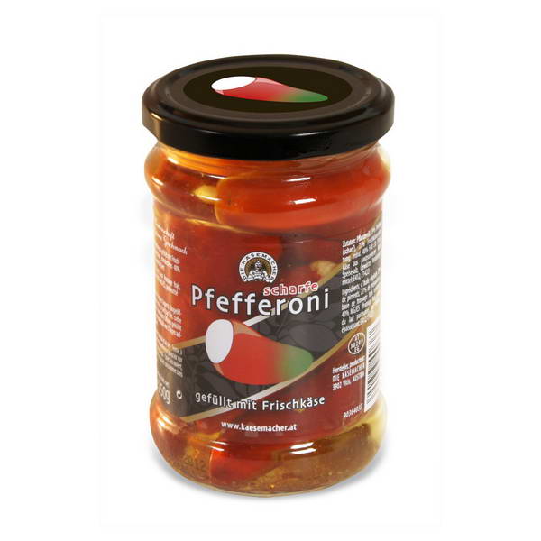 Käsemacher Scharfe Pfefferoni gefüllt mit Frischkäse 250g/140g