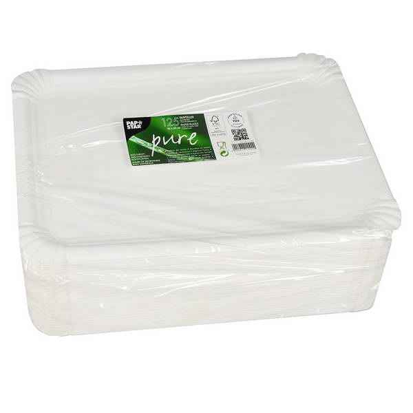 Pappteller ''PURE'' eckig 24 cm x 33 cm weiß