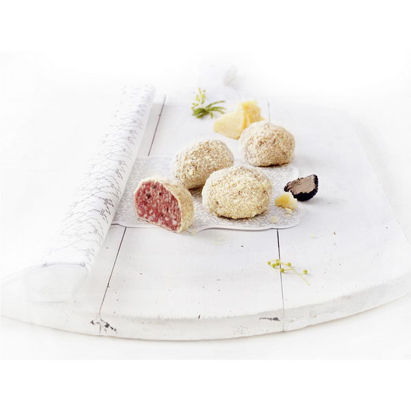 Bedford Saltufo Salamikugeln mit Sommertrüffeln, umhüllt mit Parmigiano-Reggiano